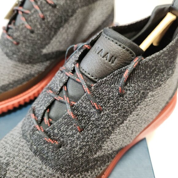 NWB Cole Haan Zerogrand Stitchlite Knit Chukkas Mens 8.5M Black/Gray Red Sole - Picture 9 of 16